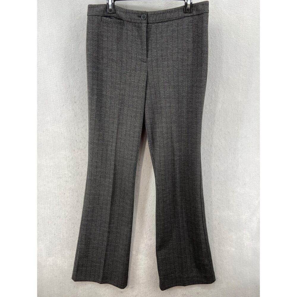 Talbots Pants Womens Sz 10 Gray Herringbone Straight Leg Stretch Career Wear